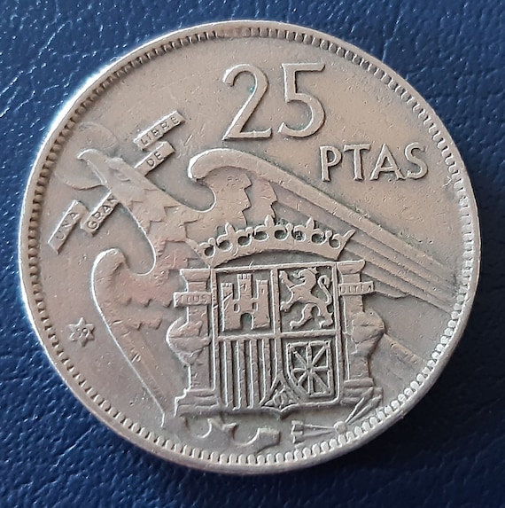25 ペセタ フランシスコ フランコ 1957 *59 美品 - Etsy 日本