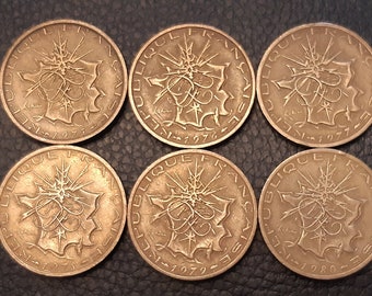 希少な 1976 年フランス 10 フラン硬貨 - ビンテージ貨幣収集品