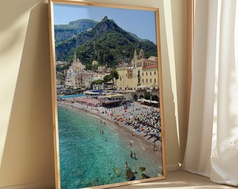Amalfi Coast Beach Club Print – Italian Summer Coastal Photography | Italy Wall Art, Mediterranean Decor