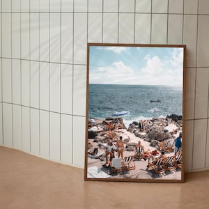 Positano Beach Club Print – Italian Coastal Wall Art | Amalfi Coast Wall Art, Italy Travel Poster, Mediterranean Coastal Decor