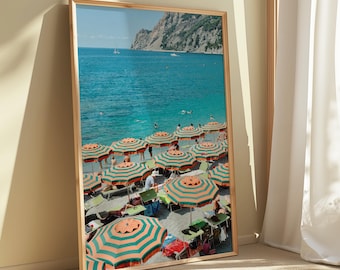 Positano Wall Art, Italian Coastal Print, Amalfi Coast Beach Poster, Mediterranean Decor, Digital Download