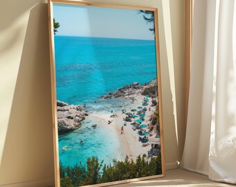 Decoración de pared con temática de playa tropical, lámina imprimible con temática del océano turquesa, decoración costera playera, descarga digital de verano.