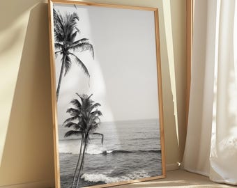 Black and White Surf Print – California Beach Poster | Surfing Wall Art, Coastal Digital Download