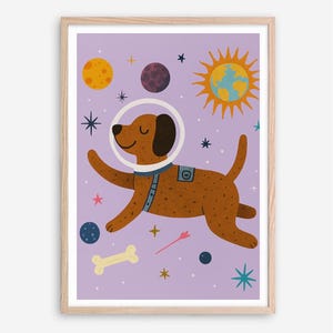 Astronaut Dog Print: Whimsical Kids Room Decor (Digital Download)