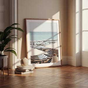 French Riviera Beach Print | Umbrella Coastal Wall Art | Mediterranean Digital Download Poster image 8
