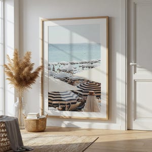 French Riviera Beach Print | Umbrella Coastal Wall Art | Mediterranean Digital Download Poster image 12