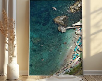 Positano Coast Print – Italian Summer Seascape | Amalfi Coast Wall Art, Italy Travel Poster, Mediterranean Coastal Decor, Digital Download