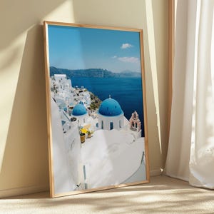 Santorini Wall Art Printable - Greece Coastal Photography Print | Mediterranean Travel Poster, Blue & White Island Decor, Digital Download