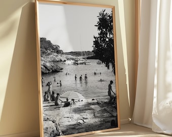 Amalfi Coast Print, Italian Coast Print, Mediterranean Summer Print, Black And White Print, Decor, Wall Art, Printable Wall Art, Beach Print