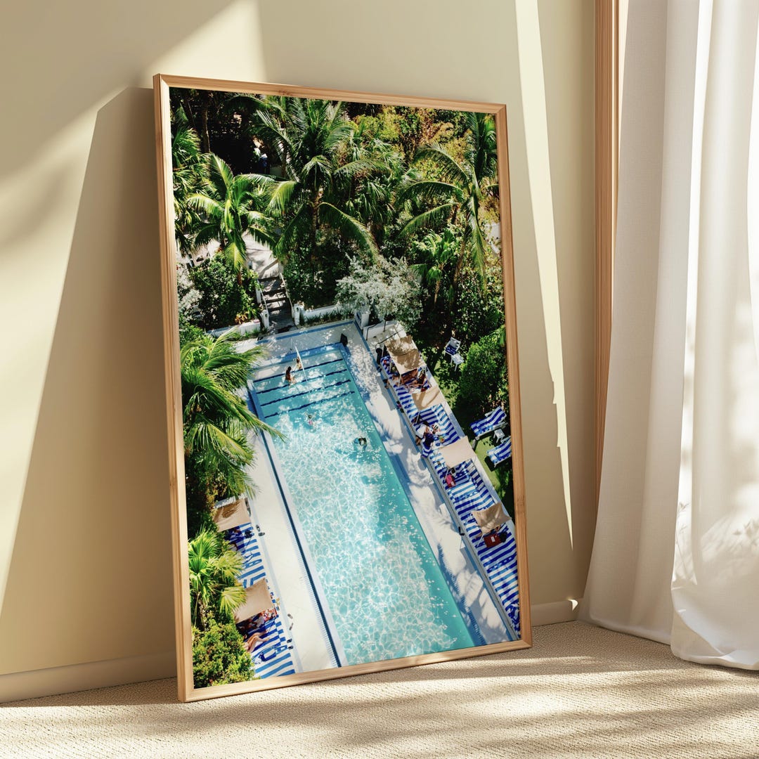 Tropical Pool Wall Art Printable, Coastal Palm Beach Photography ...