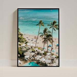 Tropical Beach Print: Hawaii Coastal Palm Tree Art (Digital Download, PDF Files)