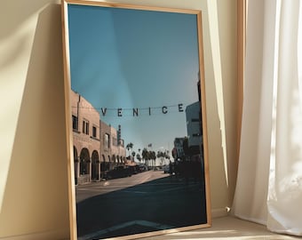 Print Venice Beach Street – muurkunst kust Californië | Surf- en skateposter, kustdecor