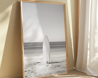 Surf Wall Art – Black and White Coastal Print, California Beach Photo, Surfboard Poster