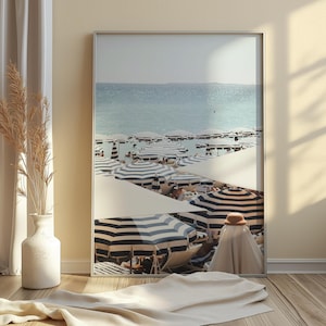 French Riviera Beach Print | Umbrella Coastal Wall Art | Mediterranean Digital Download Poster image 13