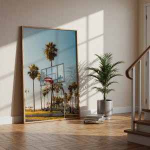 Venice Beach Basketball Court Print, LA Clippers Wall Art, California Palm Trees Poster, Urban Sunset Sports Photography, Coastal Decor image 7