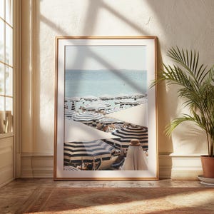 French Riviera Beach Print | Umbrella Coastal Wall Art | Mediterranean Digital Download Poster image 11