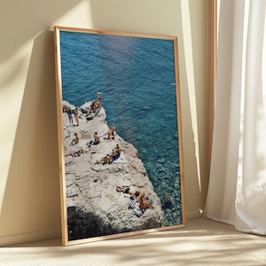 Impresión de la costa de Hvar: arte mural costero de Croacia / Póster de viaje al Mediterráneo, decoración de playa, descarga digital