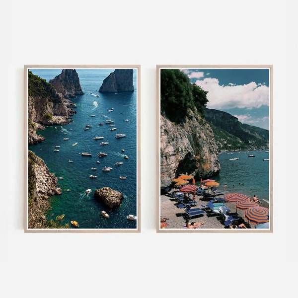 Set Of 2 Amalfi Coast Prints, Italian Coast Print, Italian Summer Print, Home Decor, Stuart Cantor, Wall Art, Set Of Two Printable Wall Art