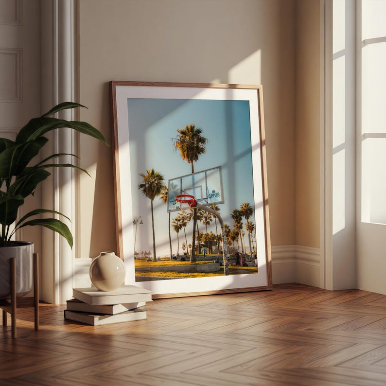 Venice Beach Basketball Court Print, LA Clippers Wall Art, California Palm Trees Poster, Urban Sunset Sports Photography, Coastal Decor image 10