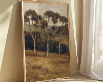 Australian Gumtree Print – Rustic Eucalyptus Landscape Decor, Earthy Australia Botanical Wall Art