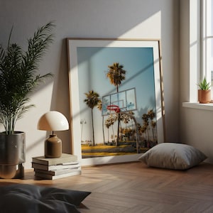 Venice Beach Basketball Court Print, LA Clippers Wall Art, California Palm Trees Poster, Urban Sunset Sports Photography, Coastal Decor image 5
