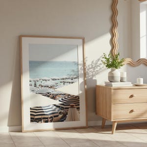 French Riviera Beach Print | Umbrella Coastal Wall Art | Mediterranean Digital Download Poster image 10
