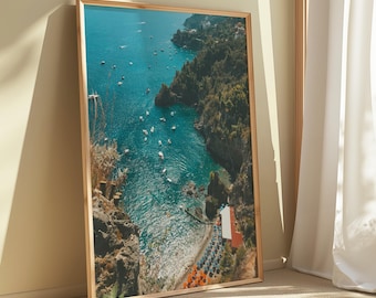 Positano Coast Print – Italian Seascape | Amalfi Coast Wall Art, Italy Travel Poster, Digital Download