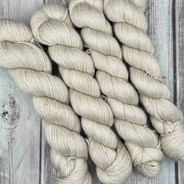 BABY BEACH - Hand Dyed Yarn - Indie Dyed Yarn, Neutral, Beige, Sandy, Wool, DK, Fingering, Merino, Sock, Suri, Alpaca