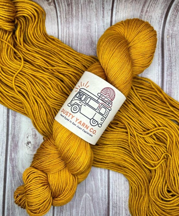 Hand Dyed Yarn. DK Weight Superwash Merino Wool. HONEY MUSTARD. Soft Tonal  Yellow Gold Indie Dyer Yarn. Wool Yarn for Knitting Crochet 