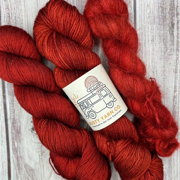 SAY IT - Hand Dyed Yarn - Indie Dyed Yarn, Red, Wool, DK, Fingering, Merino, Sock, Suri, Alpaca, holiday