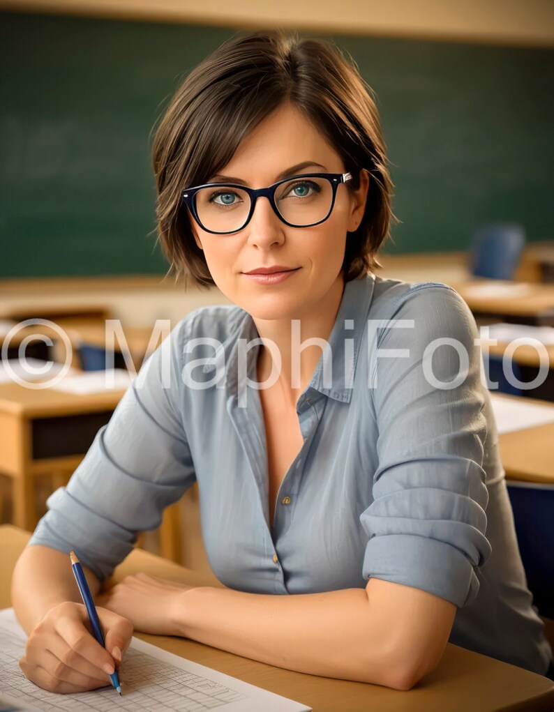 68 x Topless Sexy complete nude Teacher / NSFW / AIFoto / Kunstdruck