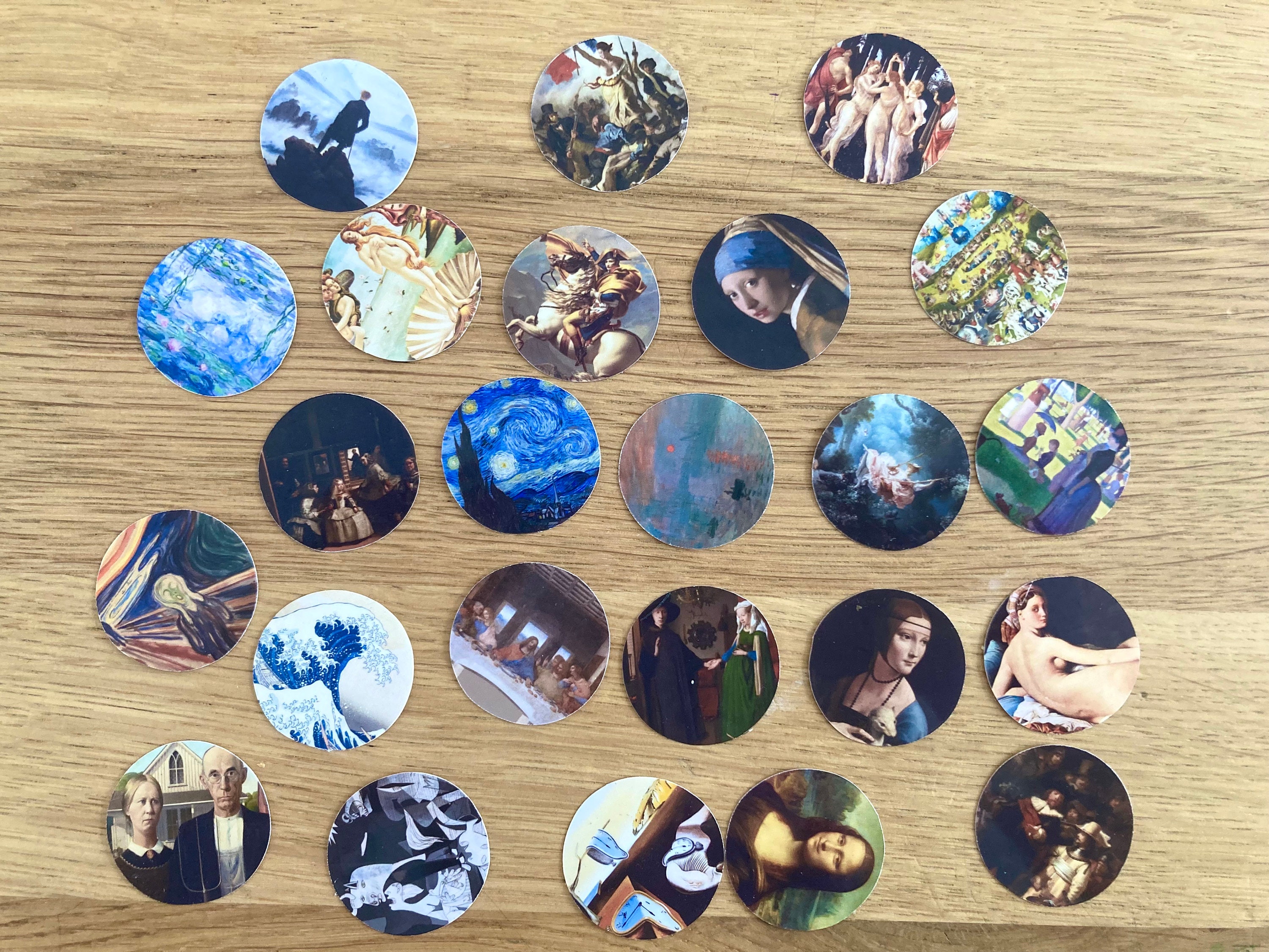 24 Mini Famous Artworks Sticker Set Small Fine Art Stickers Etsy