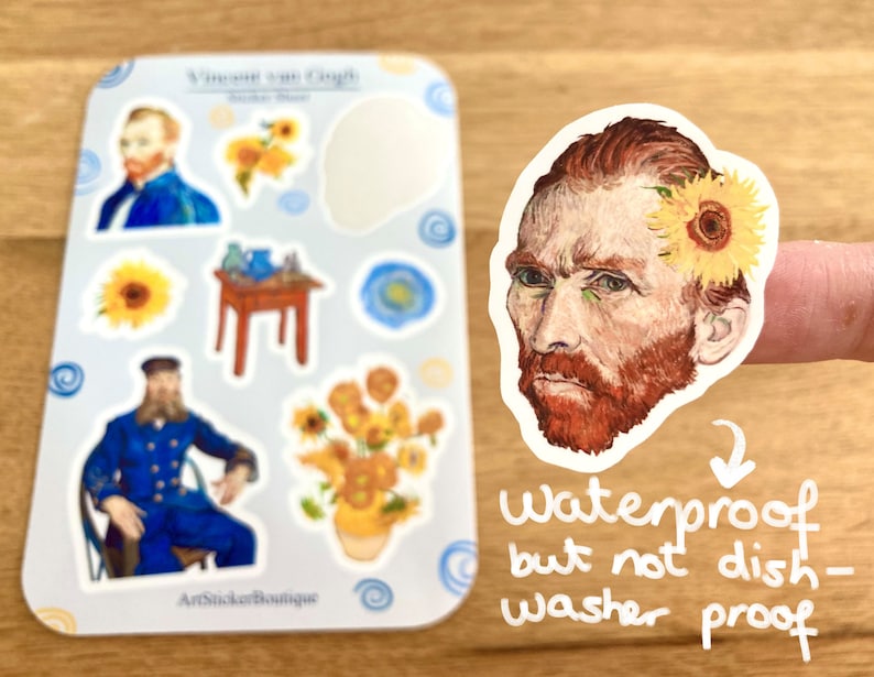 Sticker Sheet Vincent Van Gogh, 8 Fine Art Stickers With Aesthetic