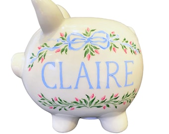 Personalized Hand-Painted Ceramic Piggy Bank