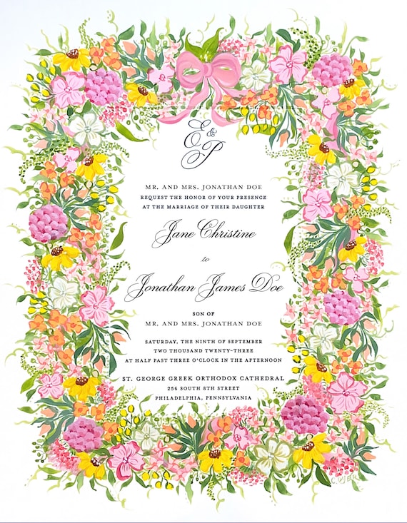 Custom Wedding Invitation Painting | Hand Painted Wedding Keepsake | Personalized Bridal Gift