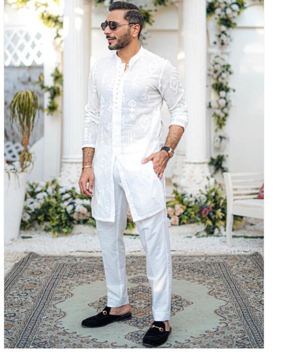 Party wear clearance white kurta pajama