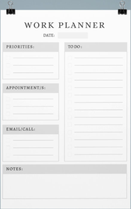 Printable Work Planner Downloadable Print Digital Download - Etsy