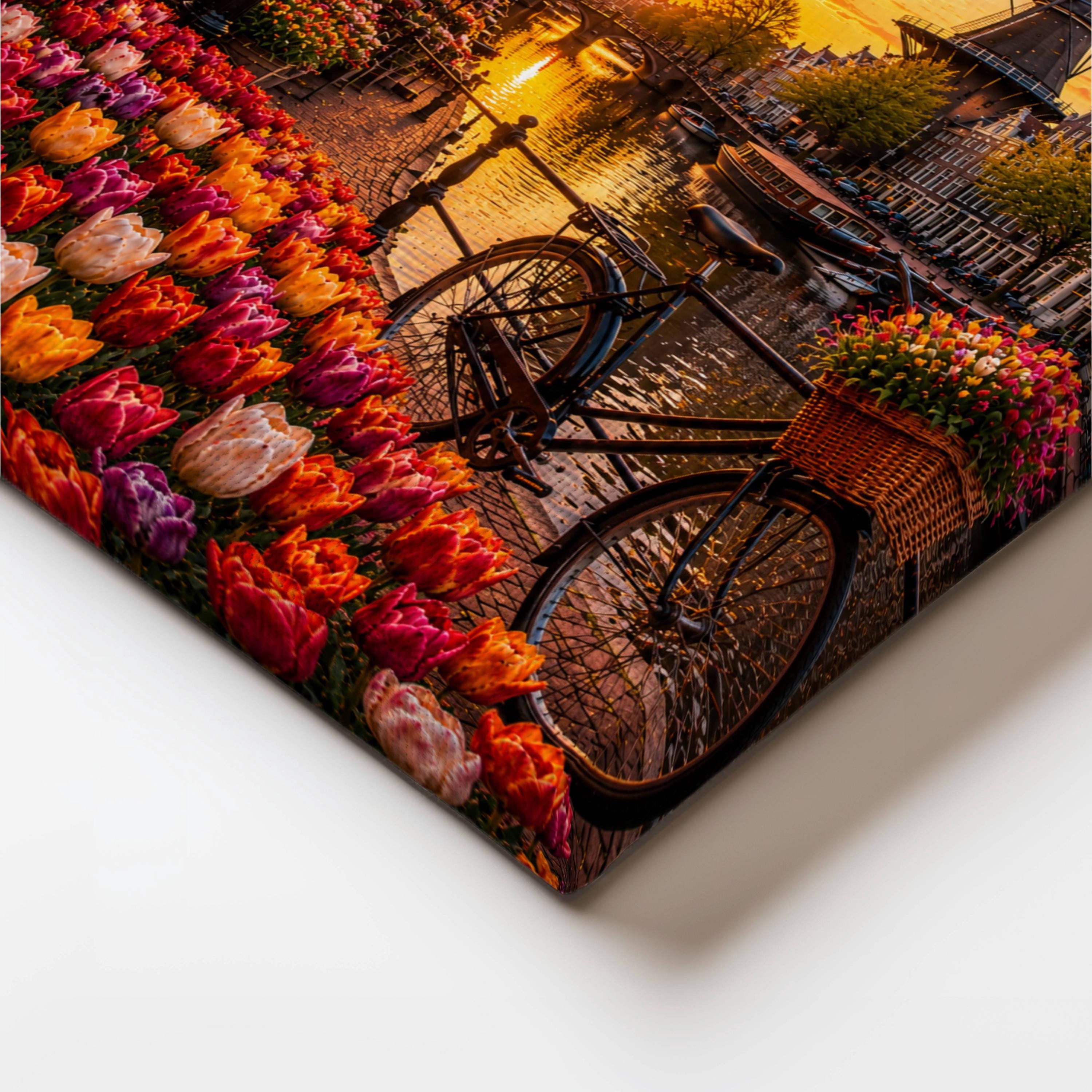 Amsterdam Tulip Canal Wall Art, Netherlands Sunset Print, Dutch ...