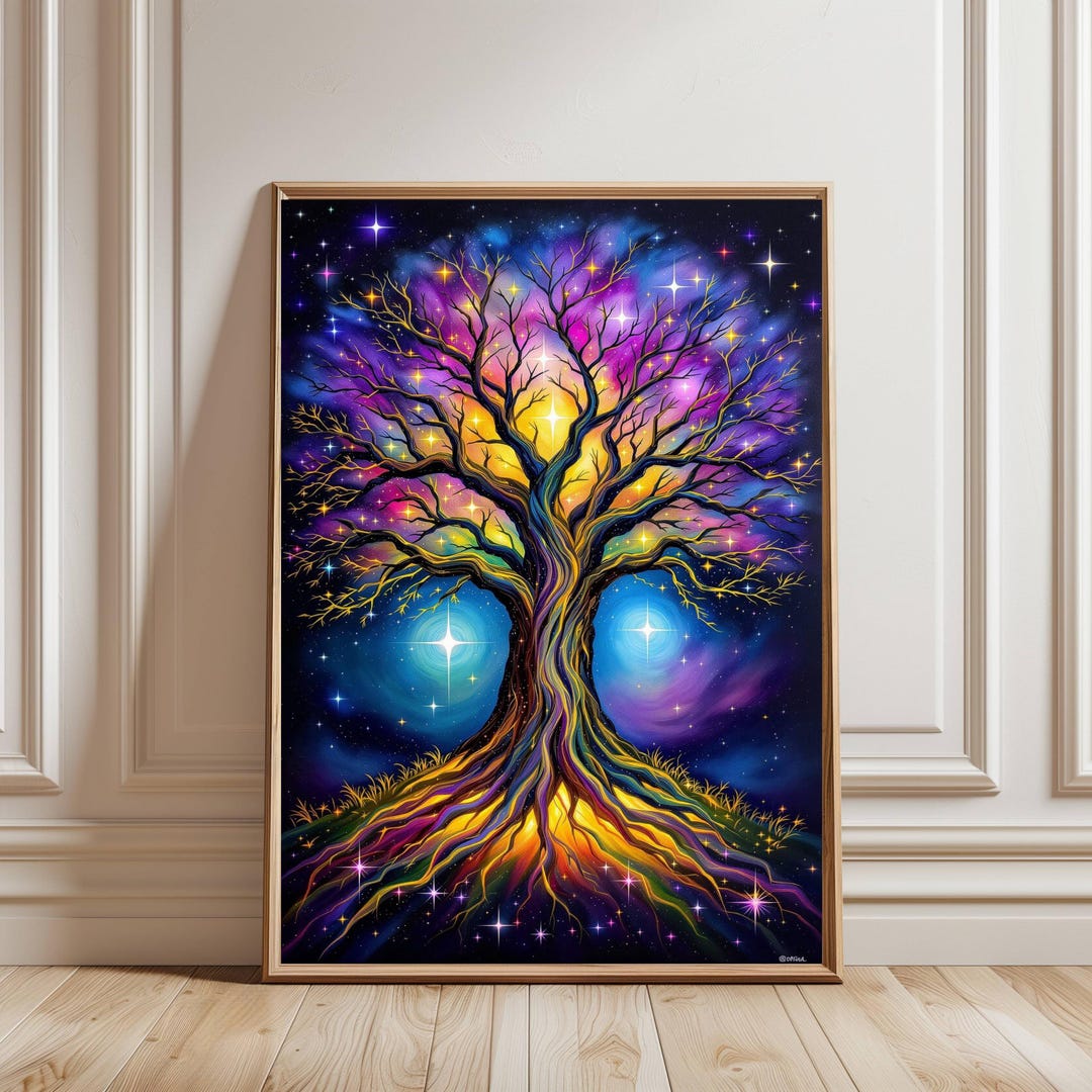 Cosmic Tree of Life With Glowing Orbs – Mystical Galaxy Wall Art - Etsy