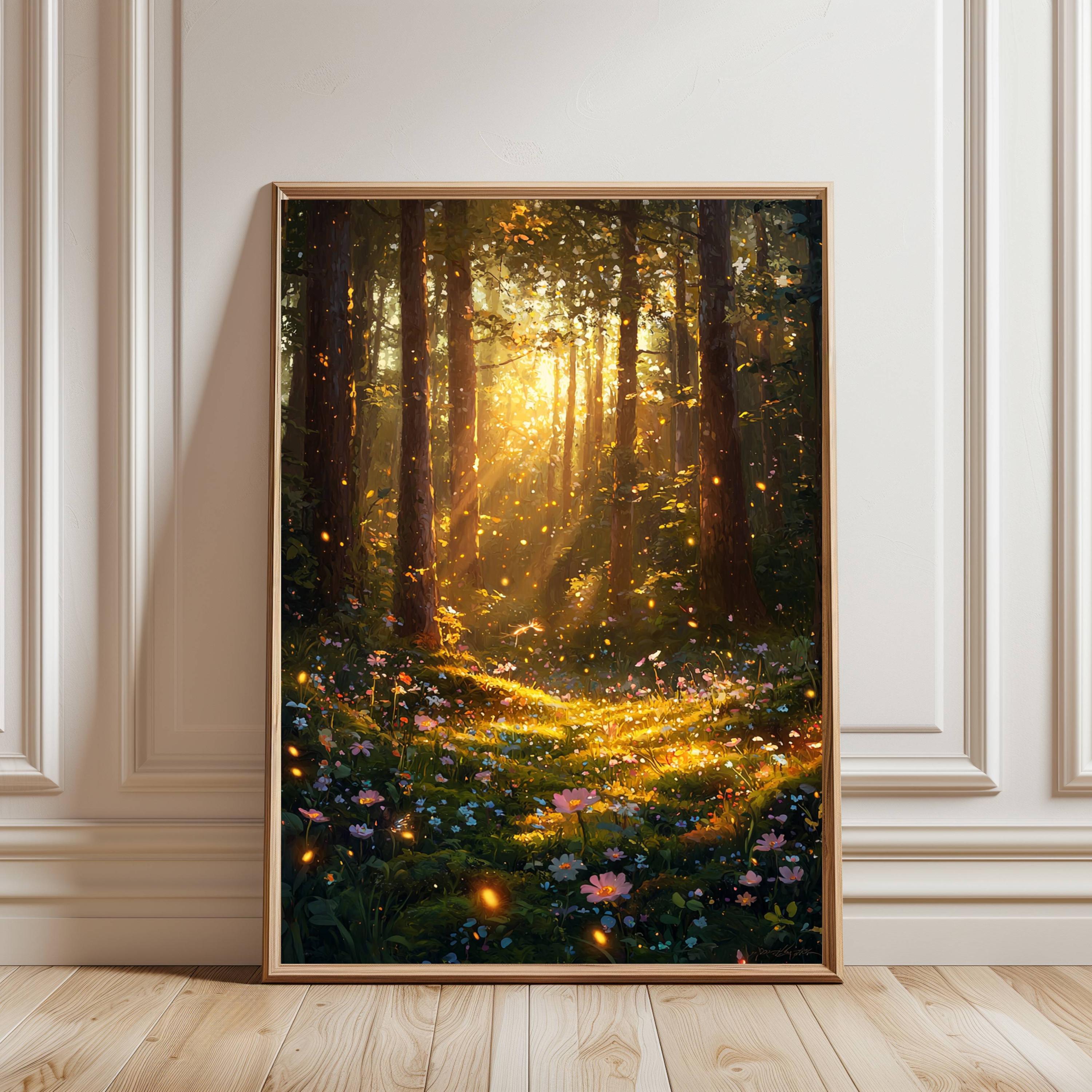 Magical Forest Sunlight Fantasy Wall Art Enchanted Woodland Nature ...