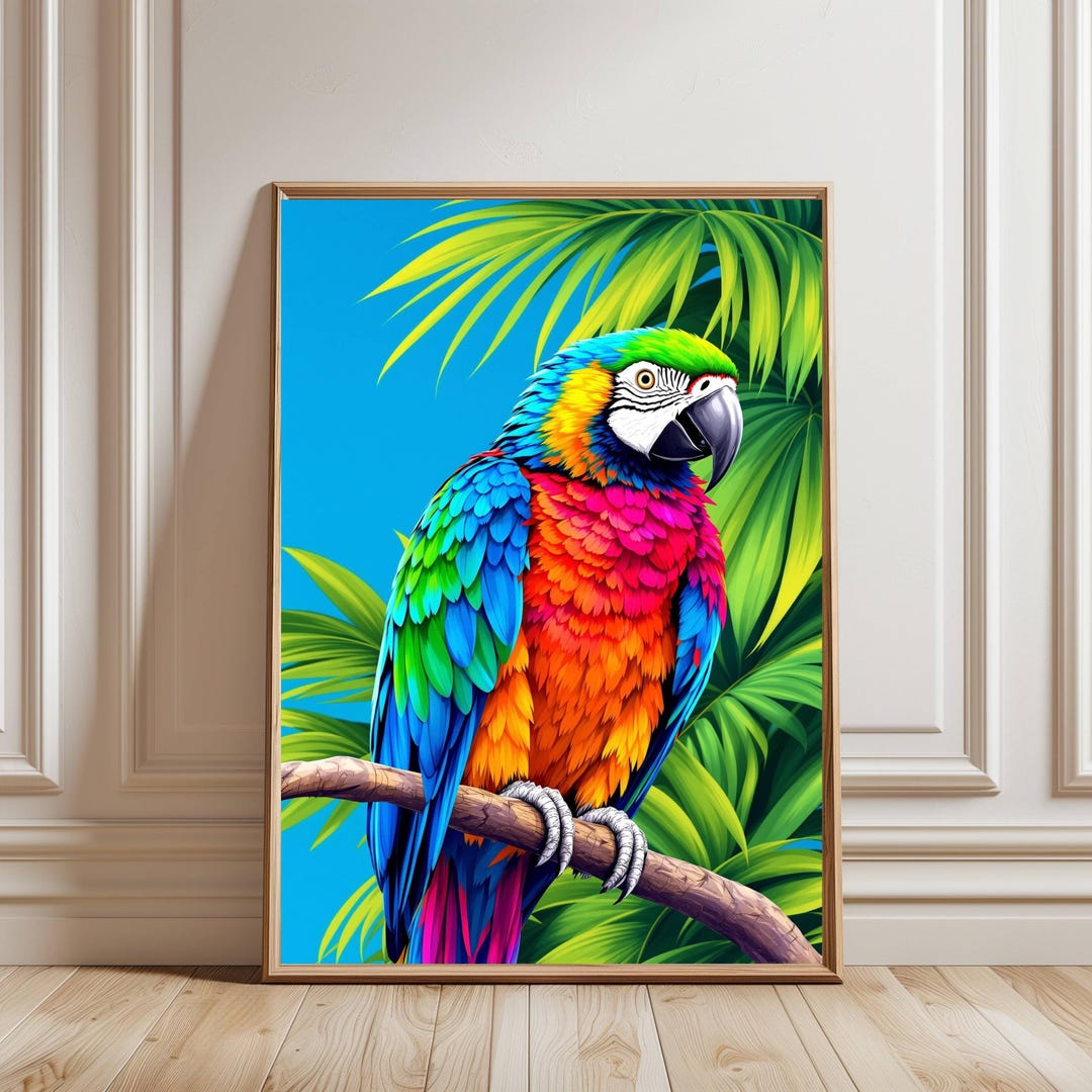 Vibrant Rainbow Macaw Parrot on Palm Branch – Colorful Tropical Bird ...