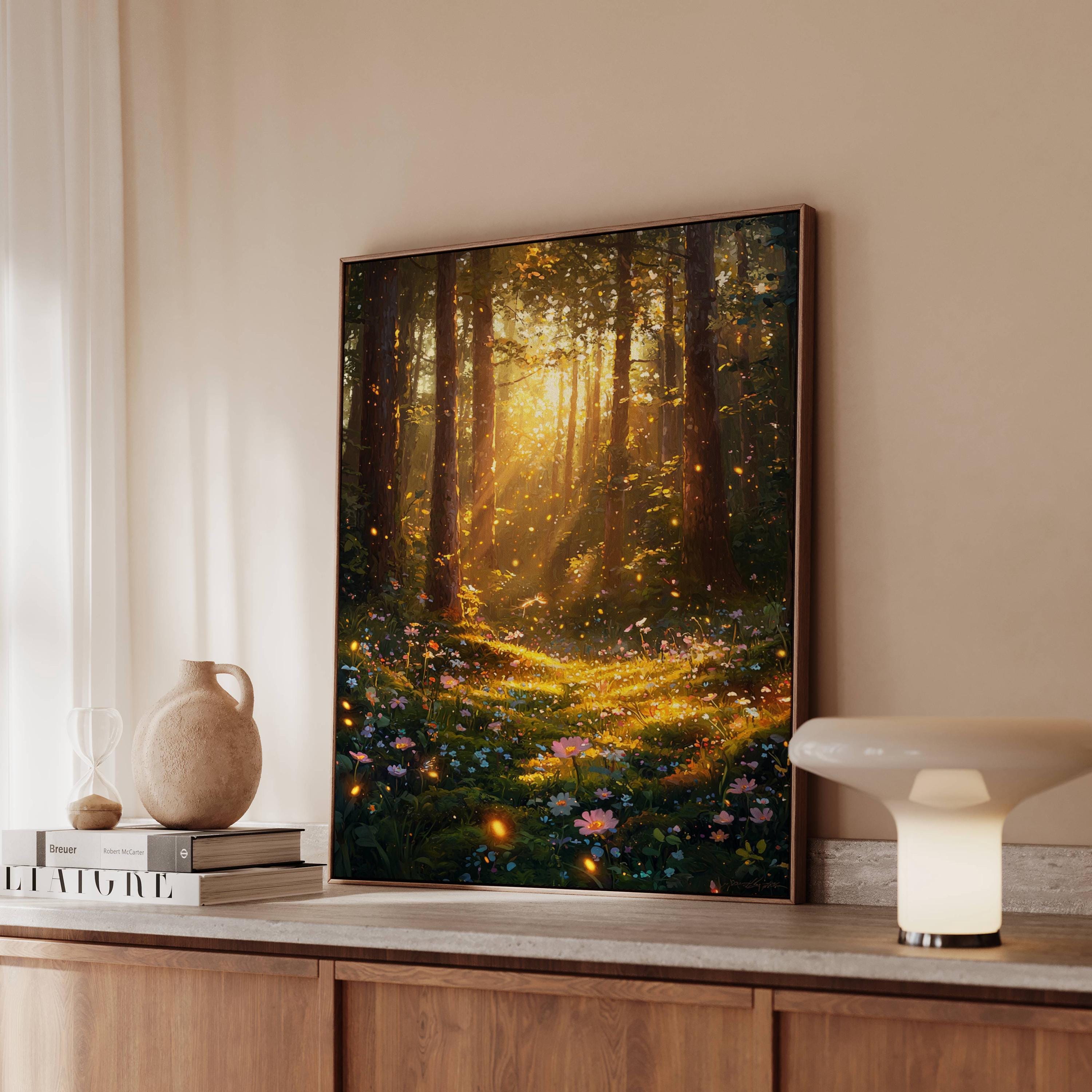 Magical Forest Sunlight Fantasy Wall Art Enchanted Woodland Nature ...