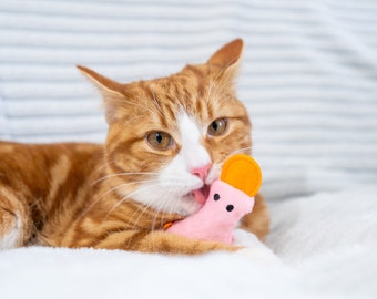 Jouets pour chats, jouets pour chats, bruissement sonore, jouet pour chat, esthétique, canard rose, herbe à chat, jouet pour chatons, canard, herbe à chat