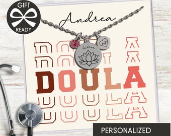 Personalized Doula Necklace Custom Baby Delivery Gift for Midwife Labor Delivery Caregiver Gift Doula Maternity Appreciation Jewelry Gift