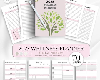 2025 Wellness Planner, Daily Journal Planner, Productivity Notebook, Wellness Diary, Goals Planner, New Year Gift, Monthly Wellness Calendar