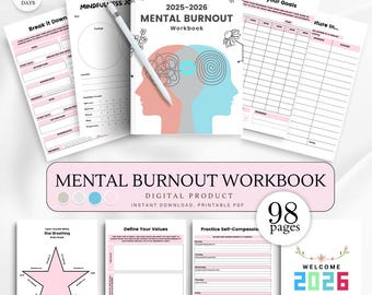 Mental Burnout Workbook, Stress Relief Guide, Self-Care Workbook, Mental Health Journal, Personal Growth, Wellness Planner, Self-Help Guide