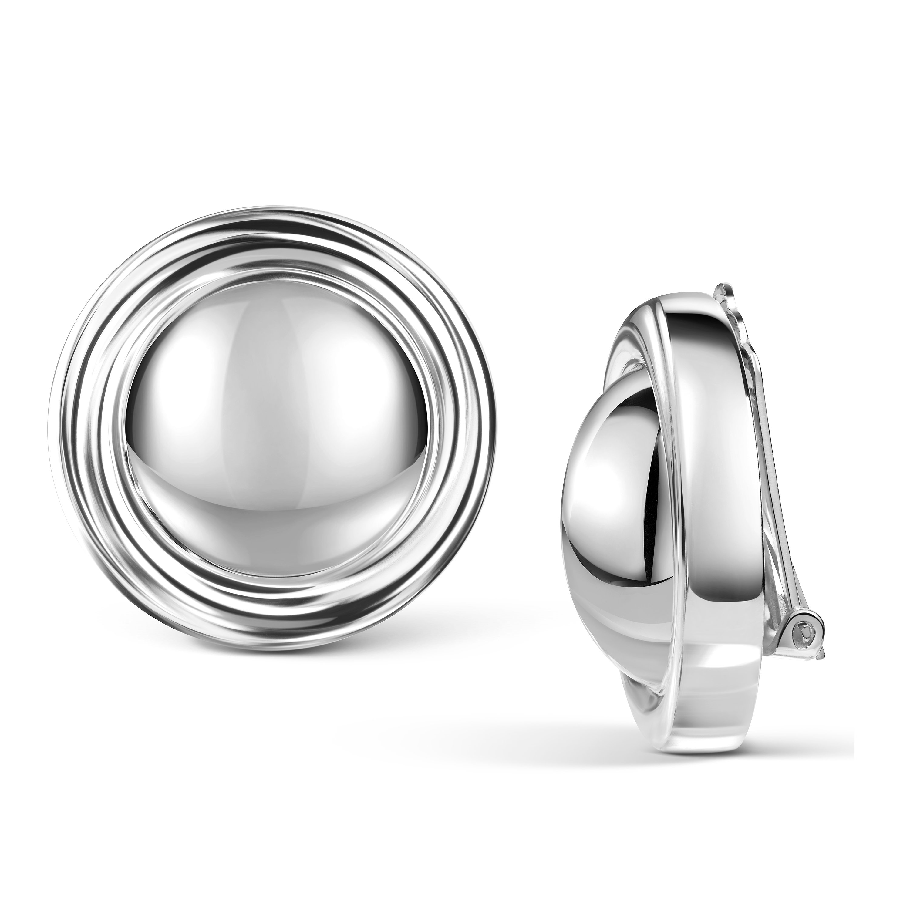 Orecchini a clip con sfera in metallo color argento vintage - Italia