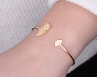 Biloba Ginkgo bangle 925 silver high quality gold plated