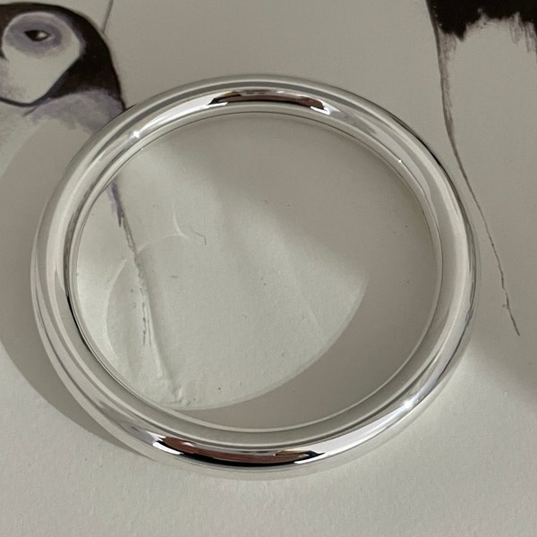 Unikat: großer runder Schlupf-Armreif, handgefertigt 925 Silber, 10 mm Breite und 65 mm Durchmesser
