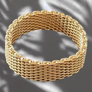 Flexible ring &quot;Milanaise&quot; narrow in high-quality gold-plated 925 silver